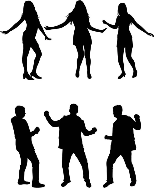 Dansende mensen silhouetten. — Stockvector