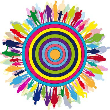 Aile siluetleri. Tematik illüstrasyon.