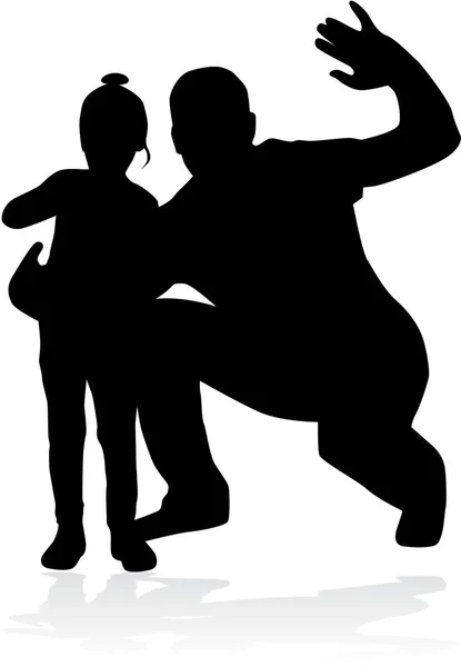 Silhouette father of the child. — Stock Vector