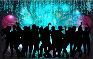 Dans eden insanların siluetlerini. Soyut arkaplan.