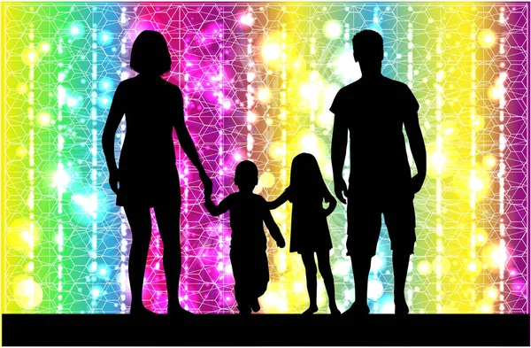 Family silhouettes . Abstract background. — Stock Vector