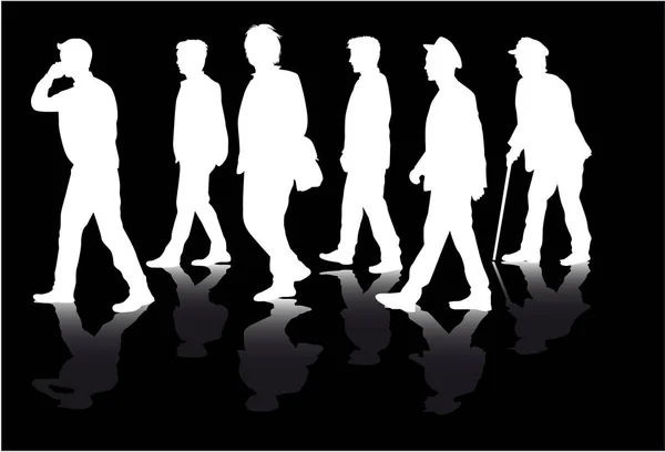 Group of people. Crowd of people silhouettes. — Stock Vector