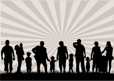 Doğada aile siluetleri.