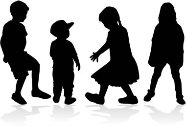 çocuk beyaz zemin üzerine siluet vektör.