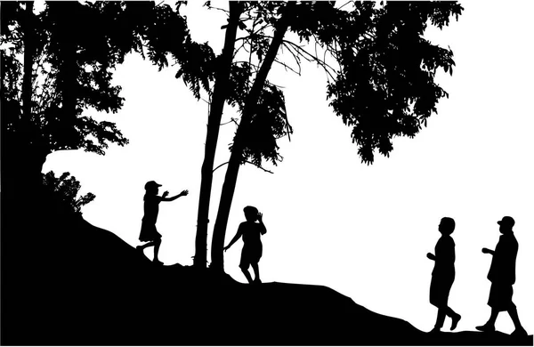 Οικογένεια Silhouette σε μια βόλτα. — Διανυσματικό Αρχείο