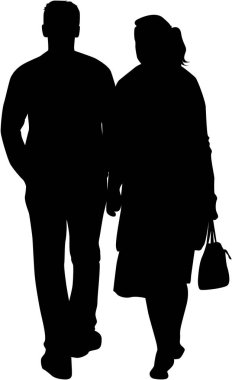 Gençler, siyah siluet Çift.