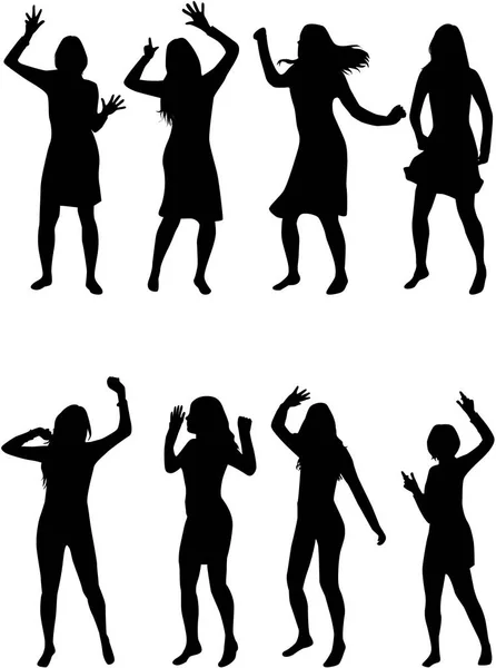 Dancing people silhouettes. — Stock Vector