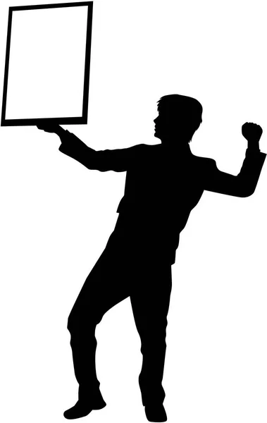 Un homme tenant une bannière . — Image vectorielle