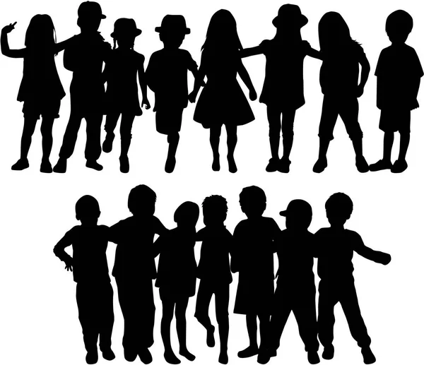Vector silhouette of children on white background. — Stock Vector