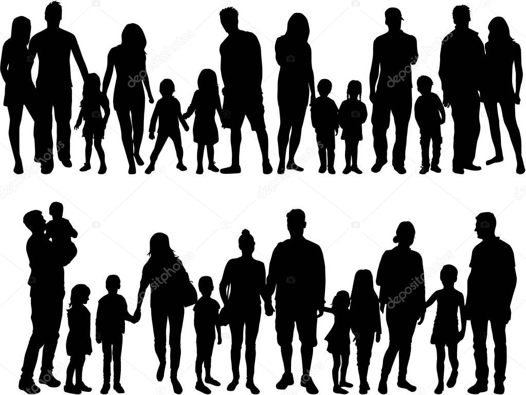 Vector silhouette of family.