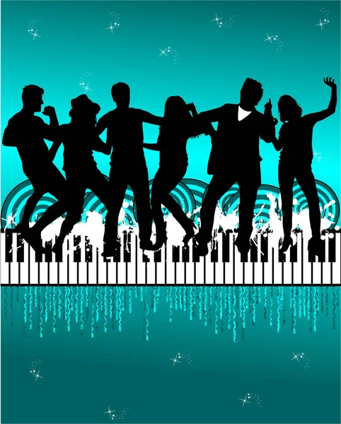 Dancing people silhouettes. Abstract background. — Stock Vector