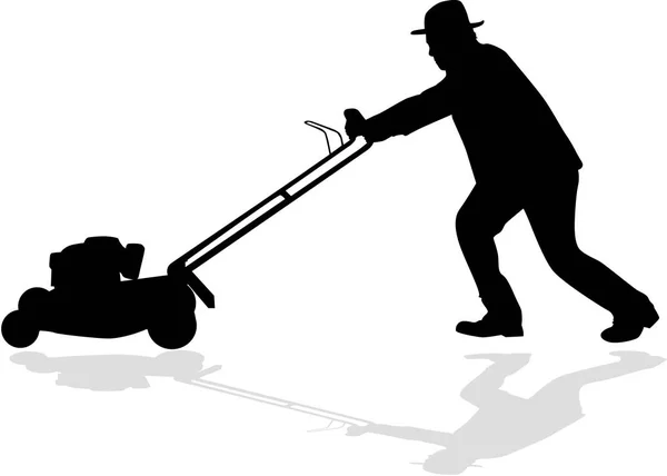 Homem cortando gramado .Vector ilustração . —  Vetores de Stock