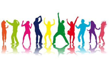 Dans eden insanlar siluetleri. vektör.