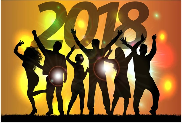 Silhouettes celebrate the new year. — Stock Vector