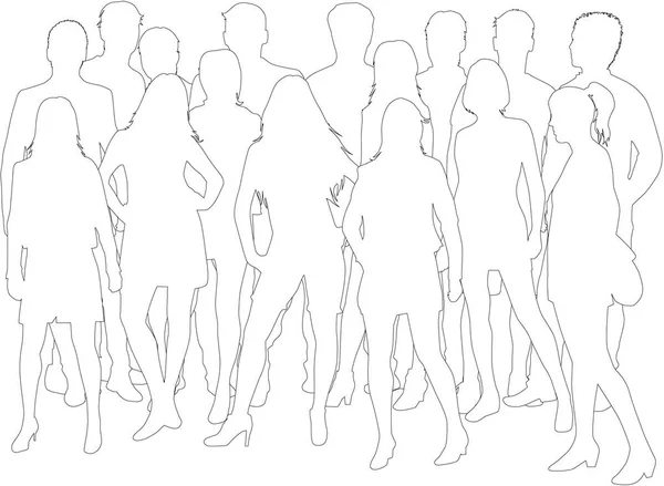 Group of people. Crowd of people silhouettes. — Stock Vector