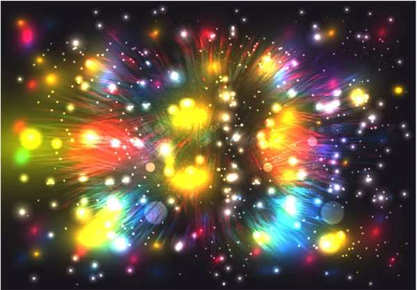 Colorful fireworks on dark background. — Stock Vector