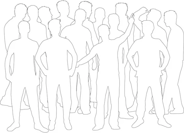 Silhouette eines Mannes. Gruppe von Menschen. — Stockvektor