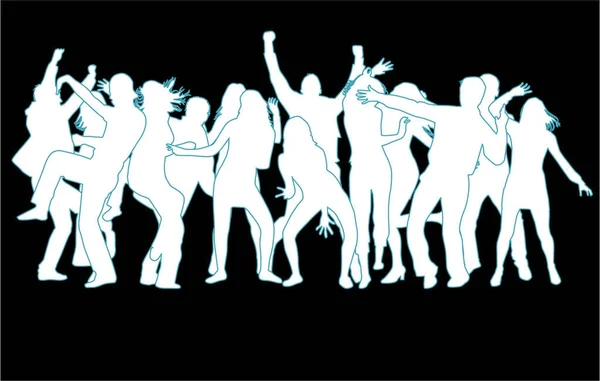 Dancing people silhouettes. Vector work. — Stock Vector