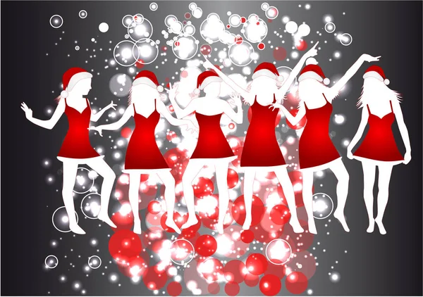 Ragazze di Natale. Silhouette bianca . — Vettoriale Stock