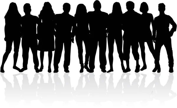 Group of people. Crowd of people silhouettes. — Stock Vector