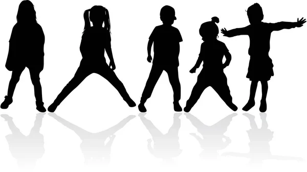 Vector silhouette of children on white background. — Stock Vector