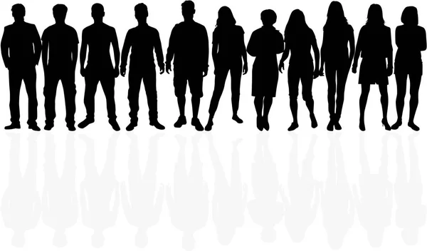 Grupo de personas. Multitud de personas siluetas. — Archivo Imágenes Vectoriales