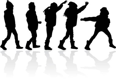 çocuk beyaz zemin üzerine siluet vektör.