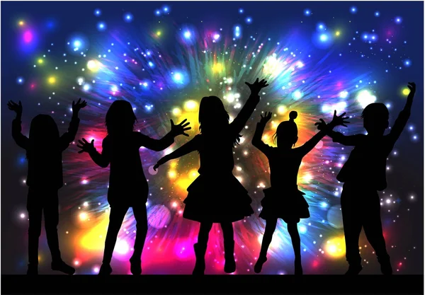 Dancing children. Silhouettes people conceptual. — Stock Vector