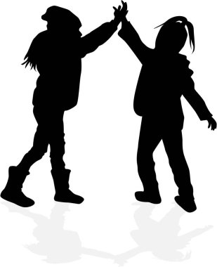 Çocuk siyah siluetleri.