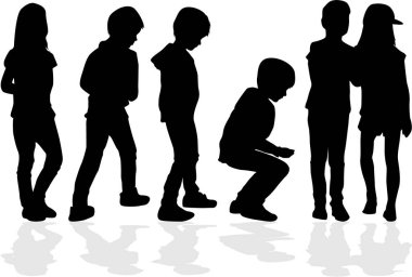 Çocuk siyah siluetleri.