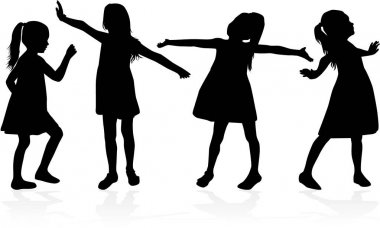 Çocuk siyah siluetleri.