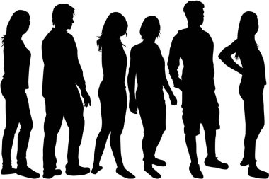 Bir grup insan. Bir sürü insan silueti.