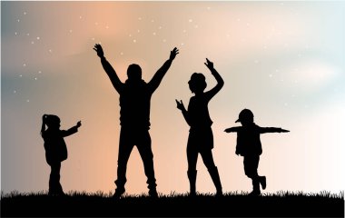 vector silhouet van familie.