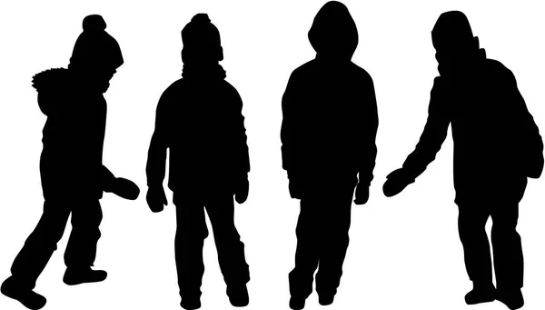 Childrens black silhouettes. — Stock Vector
