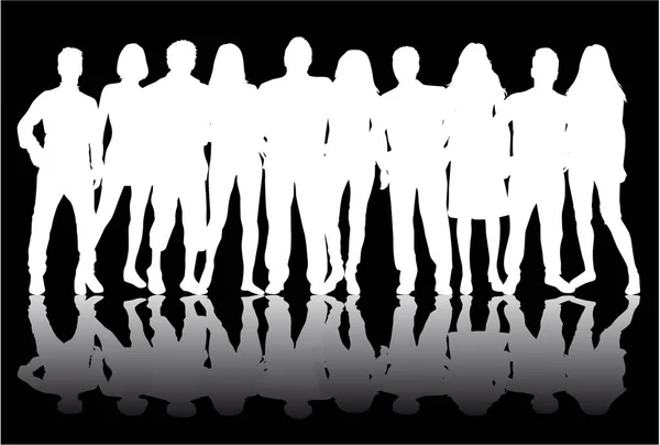 Groupe de personnes. Des silhouettes de foule. — Image vectorielle