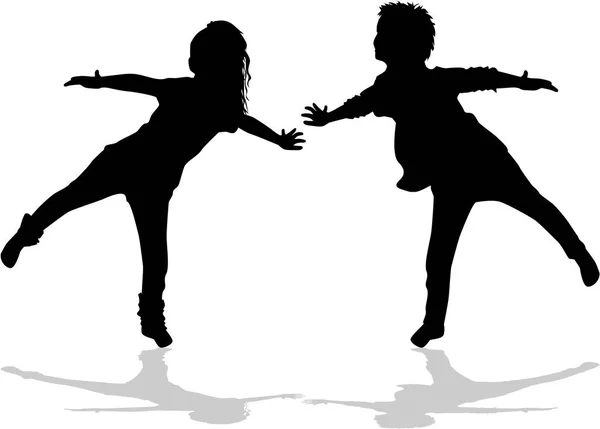 Childrens black silhouettes. — Stock Vector