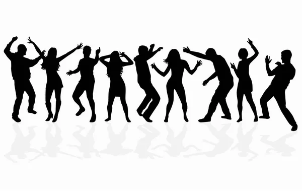 Siluetas de gente bailando. trabajo vectorial . — Archivo Imágenes Vectoriales