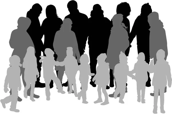 Familie zwarte silhouetten. — Stockvector