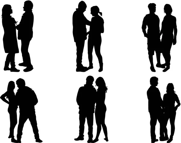 Couple de personnes, silhouettes noires . — Image vectorielle