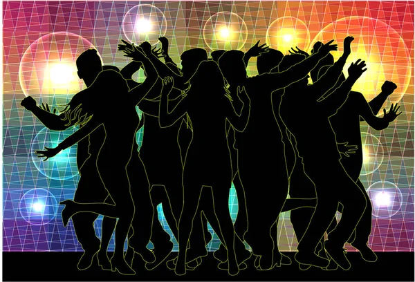 Dancing people silhouettes. Abstract background. — Stock Vector