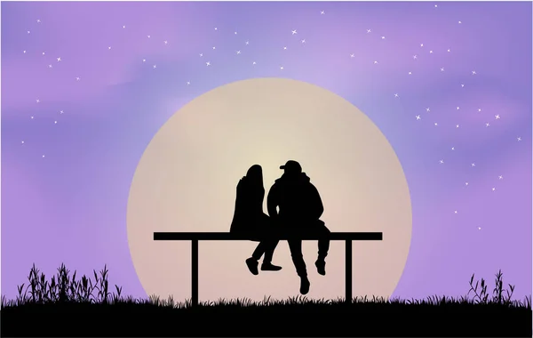 Silhouettes d'un couple de personnes — Image vectorielle