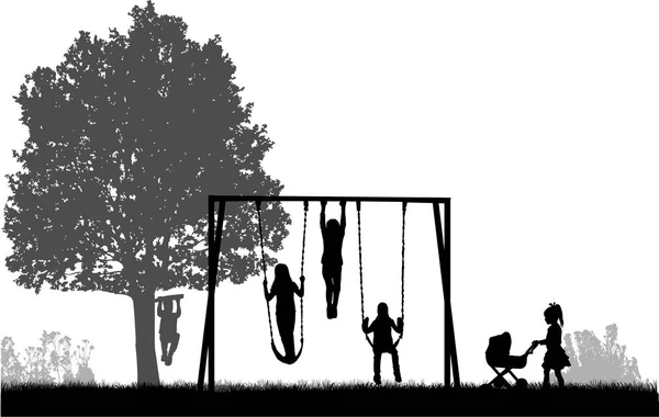 Children at the playground. — Stock Vector
