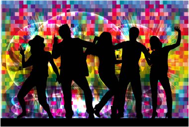 Dans eden insanların siluetlerini. Soyut arkaplan.