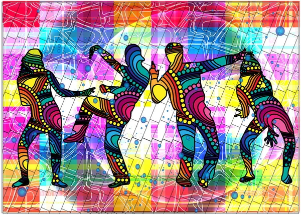 Pessoas dançantes silhuetas. Contexto abstrato. — Vetor de Stock