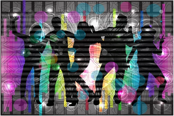 Dansende mensen silhouetten. Abstracte achtergrond. — Stockvector