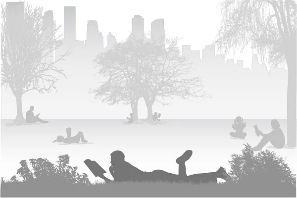 Silhouettes de personnes avec un livre. — Image vectorielle