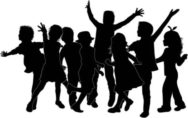 Childrens zwarte silhouetten. — Stockvector