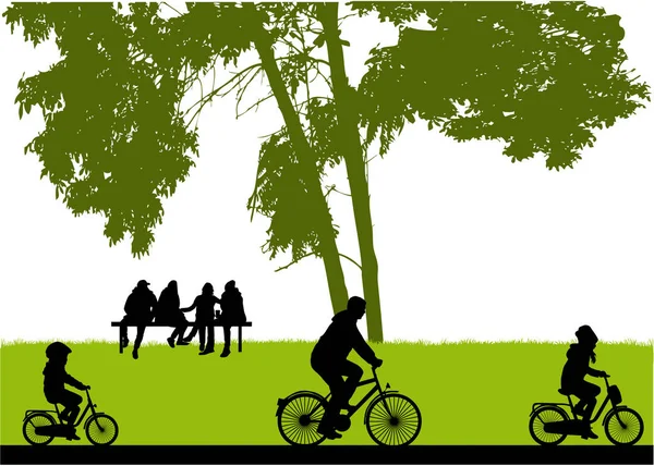 People silhouettes, nature background. — Stock Vector