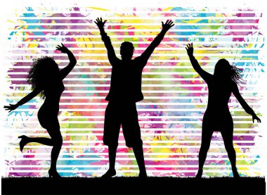 Dans eden insanların siluetlerini. Soyut arkaplan.