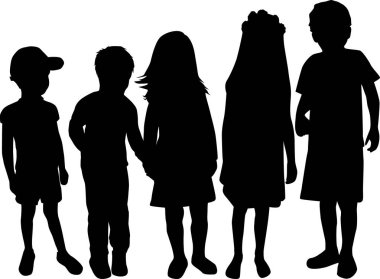 çocuk beyaz zemin üzerine siluet vektör.